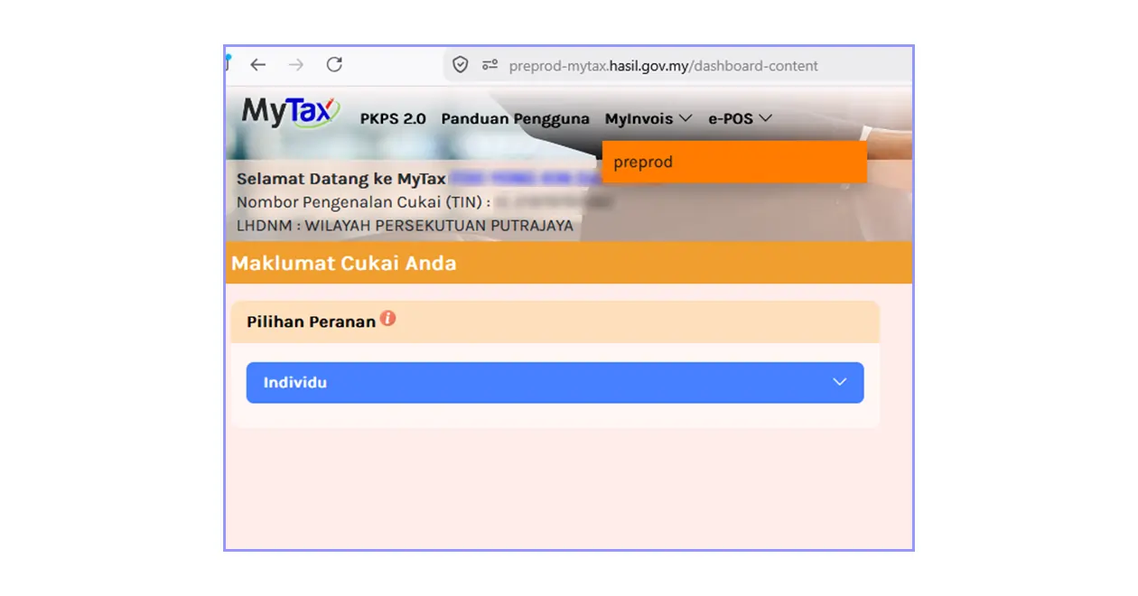 Choose MyInvois preprod