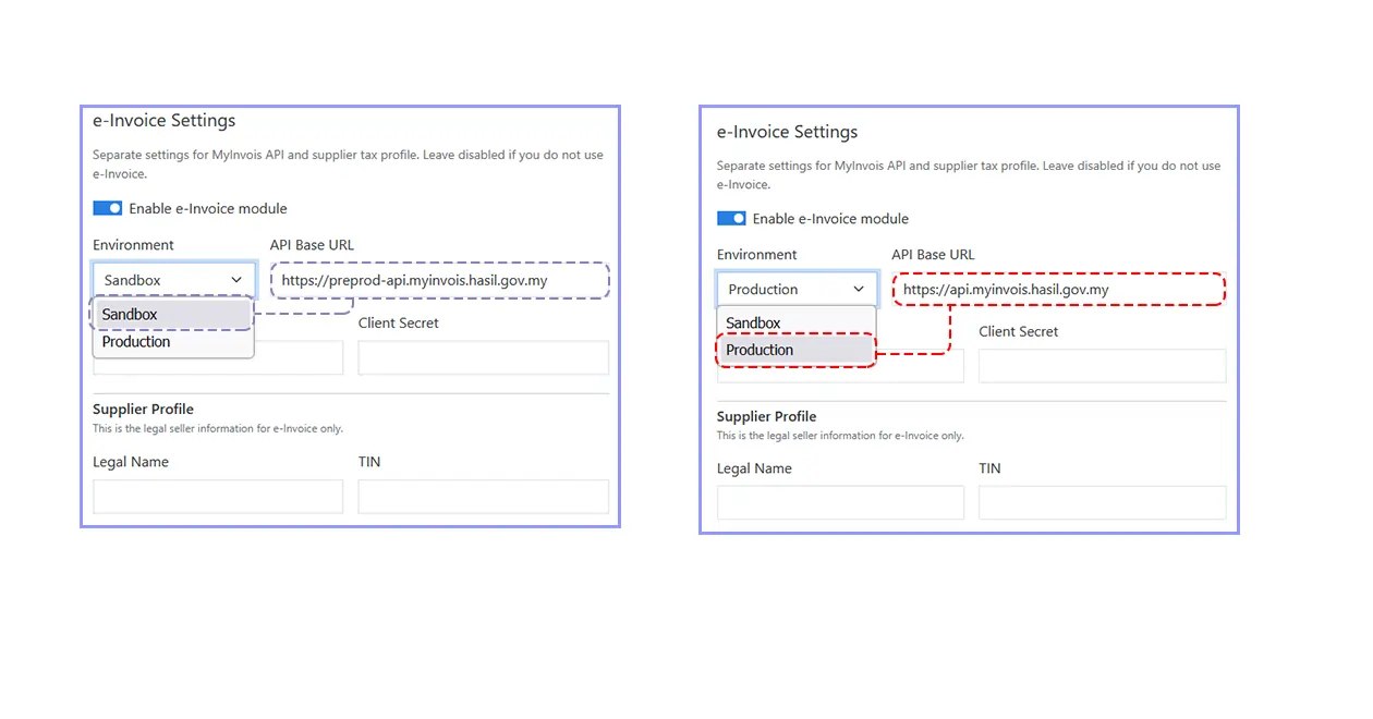 Choose sandbox environment