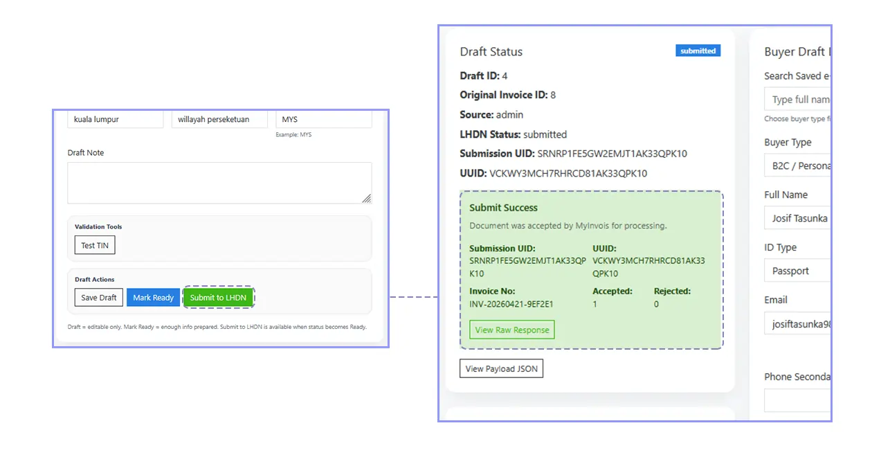 Submit e-Invoice success
