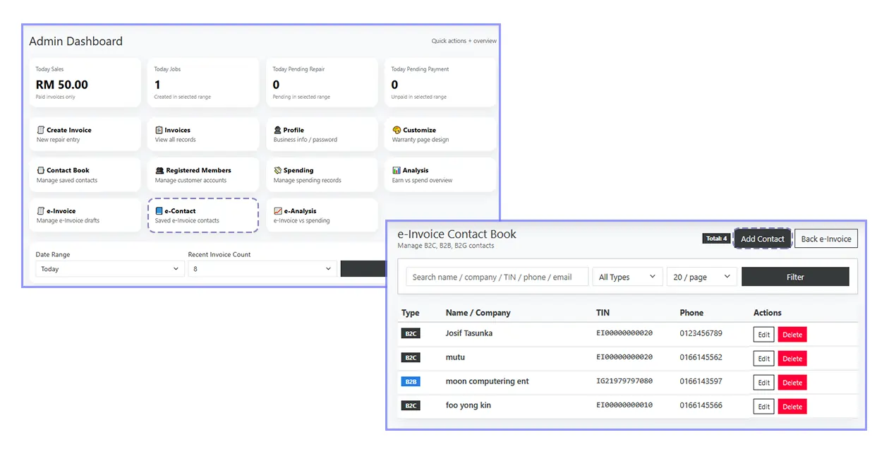 Add e-Contact manually