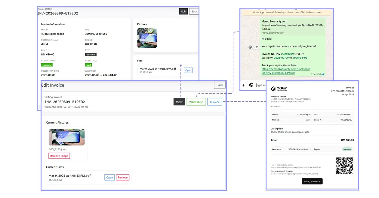 After saving invoice buttons