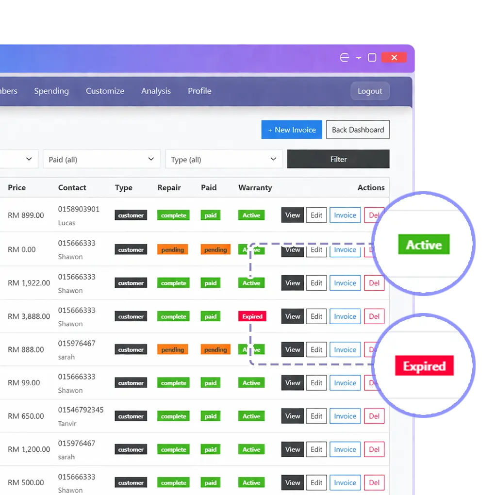 Easy repair traceability preview